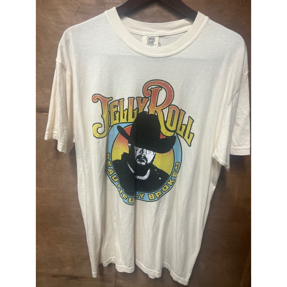 Comfort Colors Jelly Roll Beautifully Broken Ivory Graphic T-Shirt Mens Large L